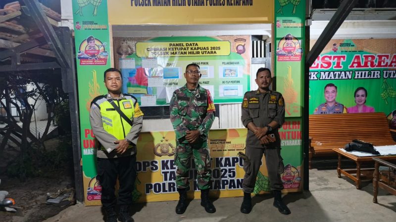 Polsek Matan Hilir Utara Polres Ketapang Bersama TNI dan Satpol PP Laksanakan Pengamanan Pos Pam Ketupat Tahun 2025