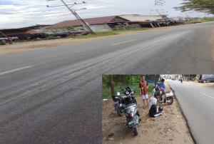 Tumpahan Minyak CPO di jalan Mayjen Sutoyo diduga Milik PT. Sinarmas, Tiga Pengendara sepeda motor mengalami kecelakaan